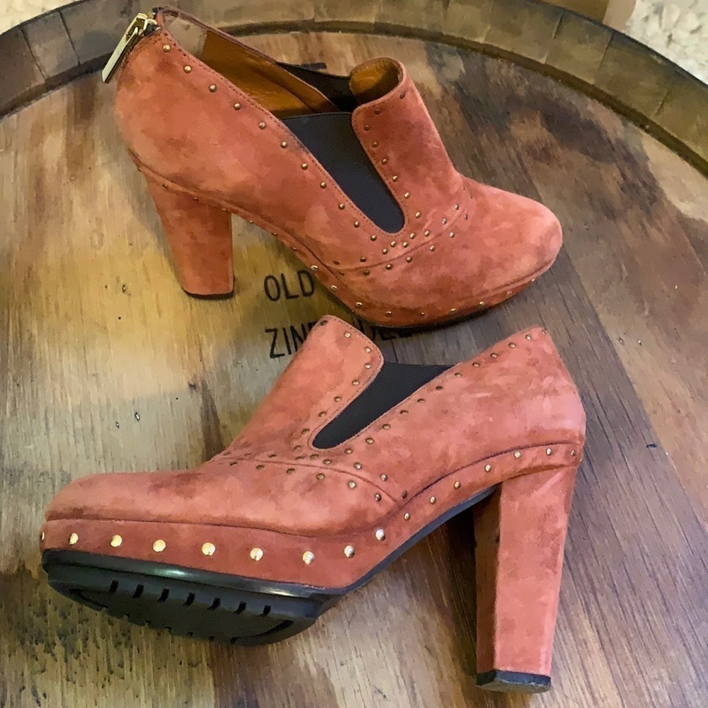 Pons Quintana | Heeled Suede Brass Rivet Stud Slip On Bootie Made in Spain 37 7 - Picture 3 of 13
